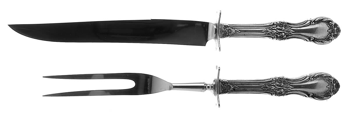 Wild Rose-New (Sterling, 1948, New, No Monos) Small Stainless Blade 2-Piece Steak Carving Set by International Silver-1