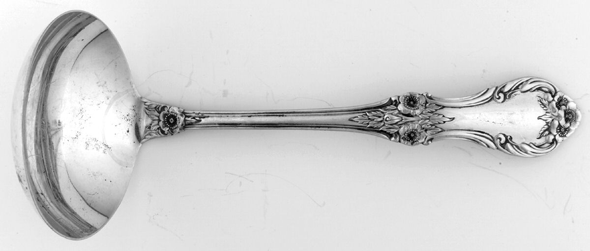 Wild Rose-New (Sterling, 1948, New, No Monos) Solid Gravy Ladle by International Silver-1