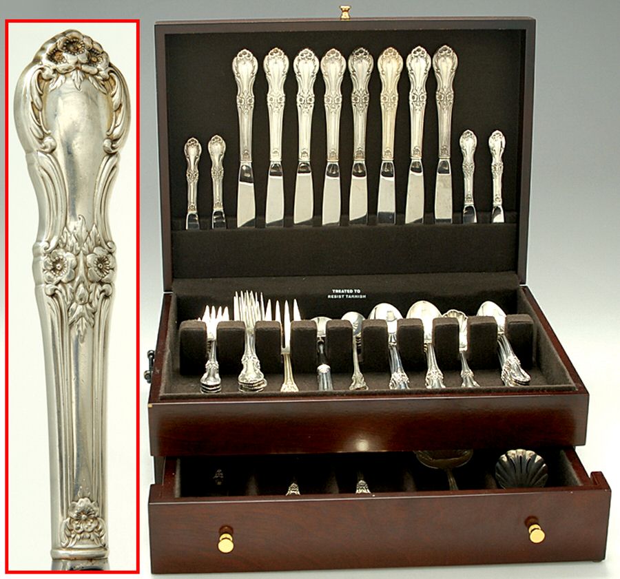 Wild Rose-New (Sterling, 1948, New, No Monos) 84 Piece Set by International Silver-1