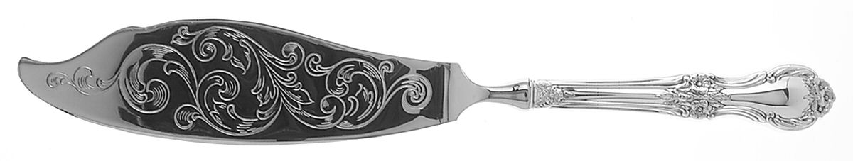 Wild Rose-New (Sterling, 1948, New, No Monos) Engraved Fish Serving Knife-Stainless Blade by International Silver-1