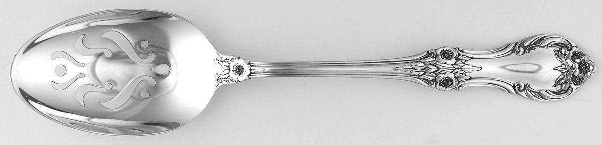 Wild Rose-New (Sterling, 1948, New, No Monos) Pierced Tablespoon (Serving Spoon) CM by International Silver-1