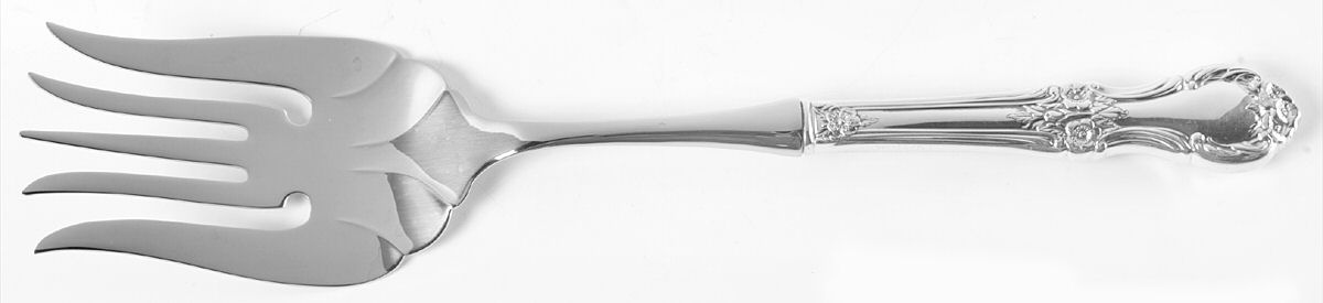 Wild Rose-New (Sterling, 1948, New, No Monos) Stainless-Tine Utility Serving Fork by International Silver-1