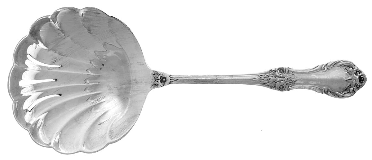 Wild Rose-New (Sterling, 1948, New, No Monos) Solid Bon Bon Spoon with Pierced Bowl by International Silver-1