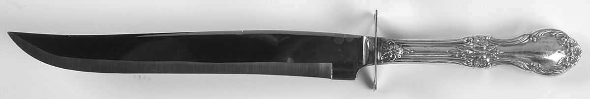 Wild Rose-New (Sterling, 1948, New, No Monos) Large Stainless Blade Roast Carving Knife by International Silver-1