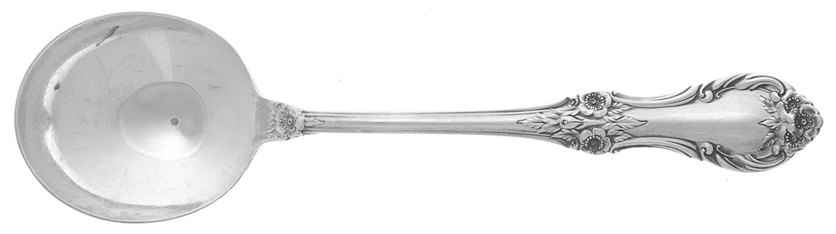 Wild Rose-New (Sterling, 1948, New, No Monos) Round Bowl Soup Spoon (Bouillon) by International Silver-1