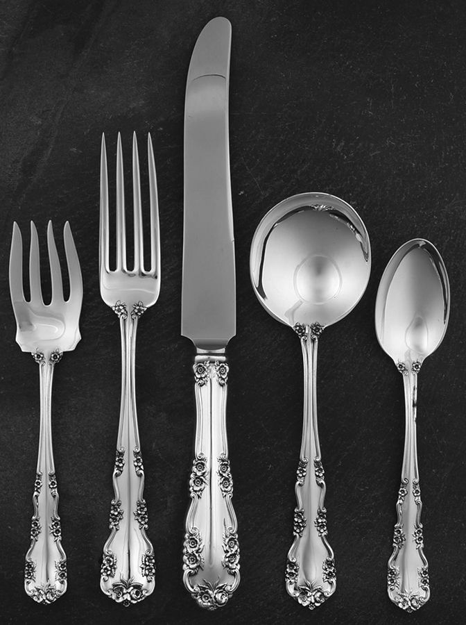 Wild Rose-Old-Rosalind (Sterling, 1908, No Monos) 5 Piece Dinner Size Setting by International Silver-1