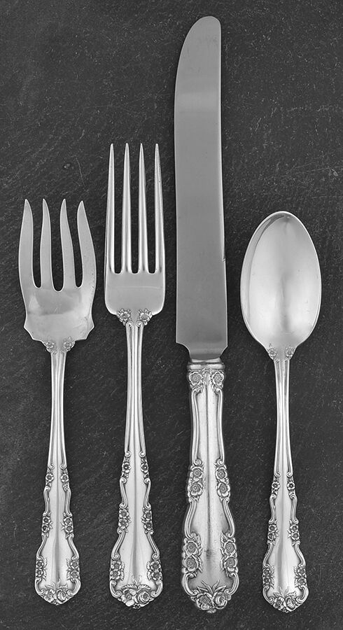 Wild Rose-Old-Rosalind (Sterling, 1908, No Monos) 4 Piece Place Size Setting by International Silver-1