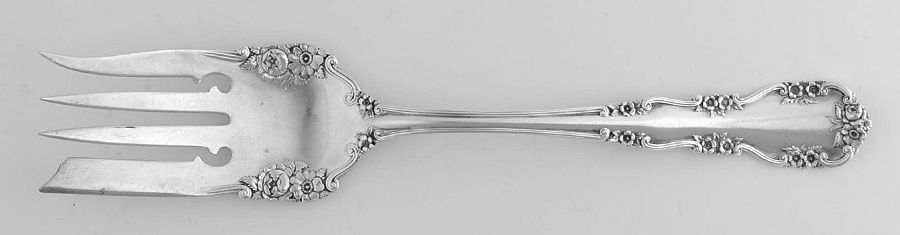 Wild Rose-Old-Rosalind (Sterling, 1908, No Monos) Large Chipped Beef Fork by International Silver-1