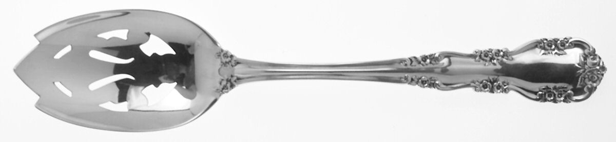Wild Rose-Old-Rosalind (Sterling, 1908, No Monos) Pierced Tablespoon (Serving Spoon) by International Silver-1