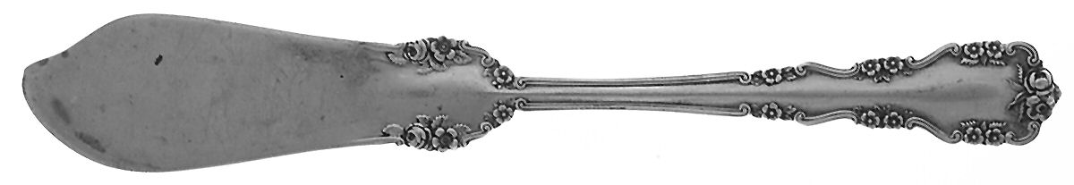 Wild Rose-Old-Rosalind (Sterling, 1908, No Monos) Flat Handle Butter Spreader by International Silver-1