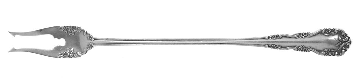 Wild Rose-Old-Rosalind (Sterling, 1908, No Monos) Long Handle Pickle/Olive Fork by International Silver-1