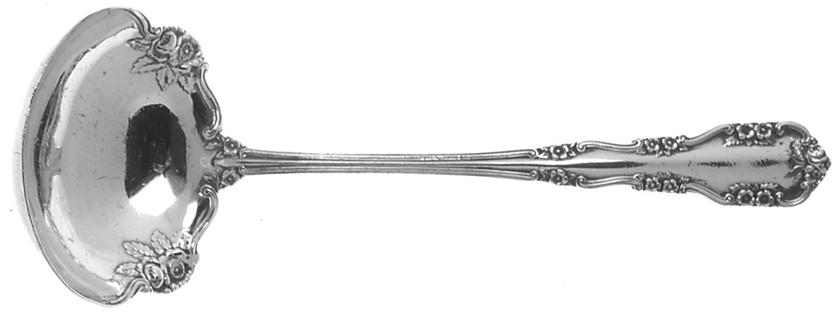 Wild Rose-Old-Rosalind (Sterling, 1908, No Monos) Solid Piece Cream Ladle by International Silver-1