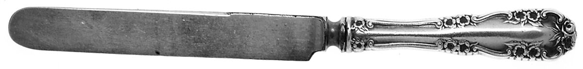 Wild Rose-Old-Rosalind (Sterling, 1908, No Monos) Youth/Tea Knife with Silverplate Blade by International Silver-1