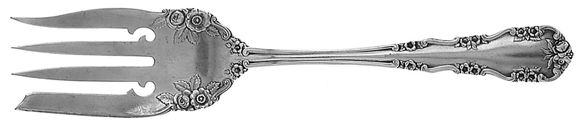 Wild Rose-Old-Rosalind (Sterling, 1908, No Monos) Small Chipped Beef Fork by International Silver-1