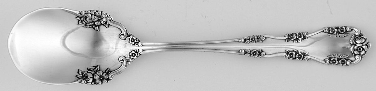 Wild Rose-Old-Rosalind (Sterling, 1908, No Monos) Ice Cream Spoon Individual by International Silver-1