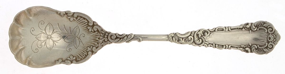 Yale I (Silverplate, 1894) Sugar Shell Spoon, Bright Cut by International Silver-1