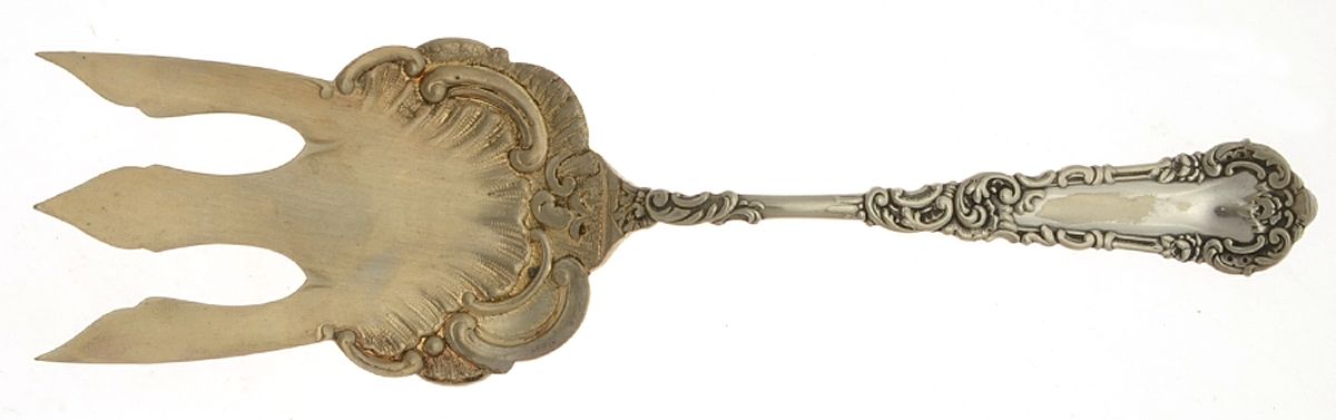Yale I (Silverplate, 1894) Large Solid Fish Serving Fork by International Silver-1
