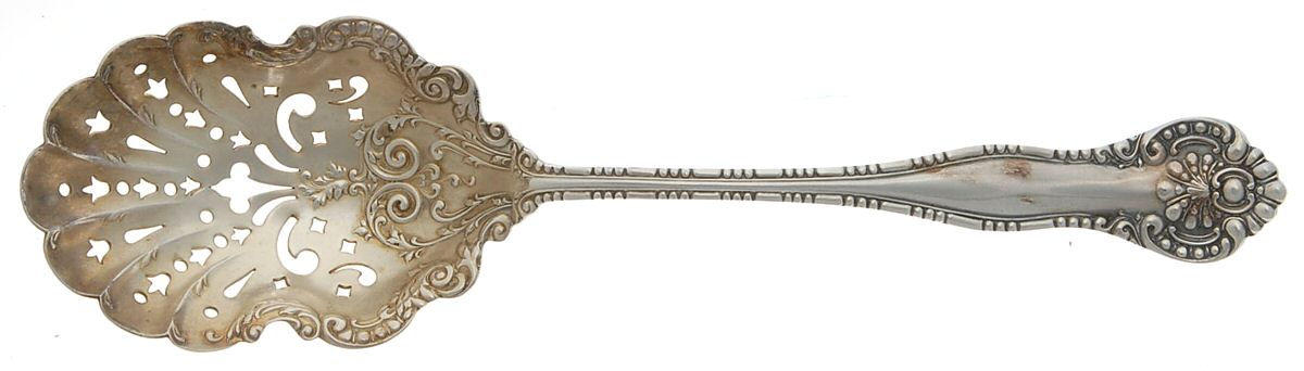 York (Silverplate, 1900) Pierced Nut Serving Spoon by International Silver-1