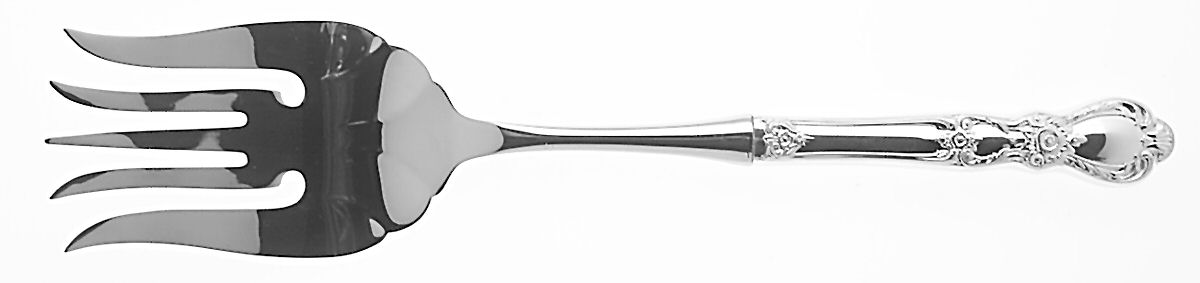 Heritage (Silverplate, 1953) Large Stainless-Tine Cold Meat Serving Fork by International Silver-1
