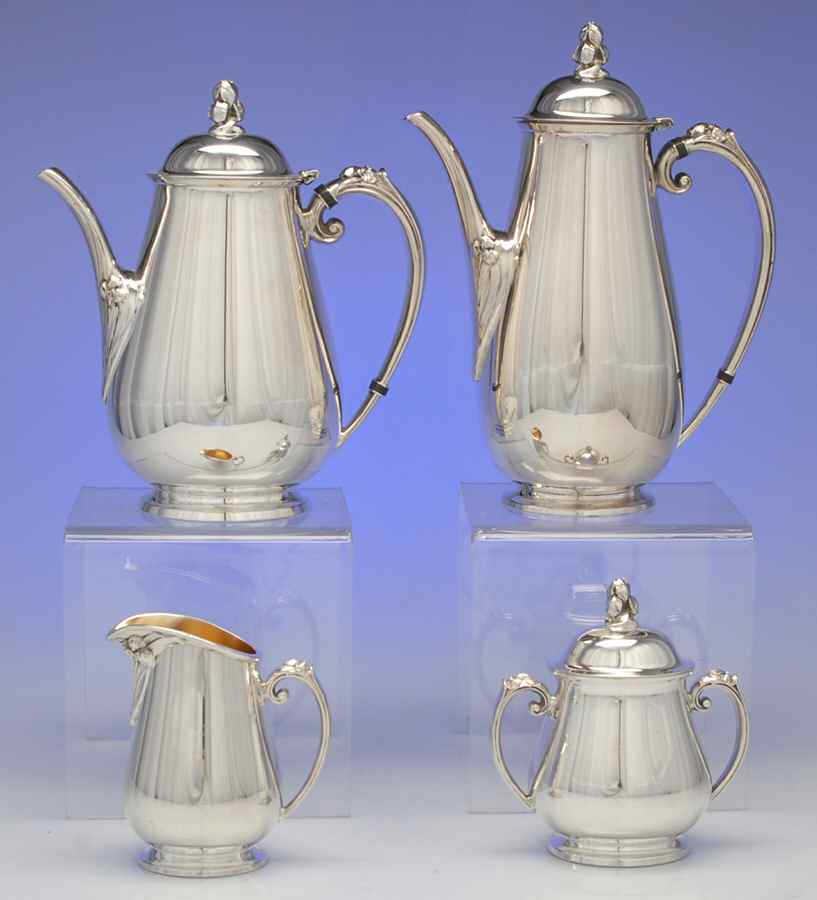 Silver Iris (Silverplate Hollowware) (4 Piece) Silverplate Tea Set by International Silver-1