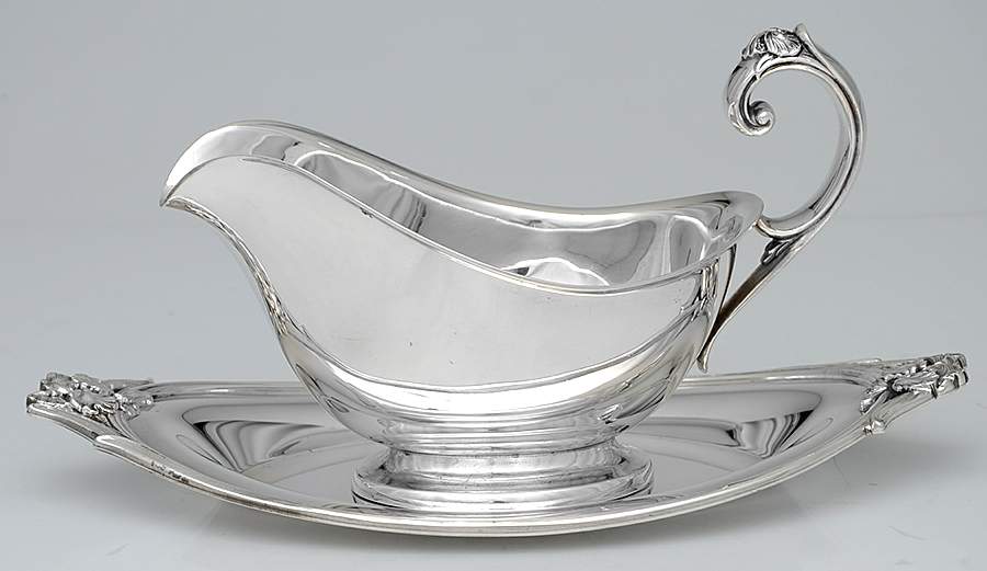 Silver Iris (Silverplate Hollowware) Plated Gravy Boat & Underplate by International Silver-1