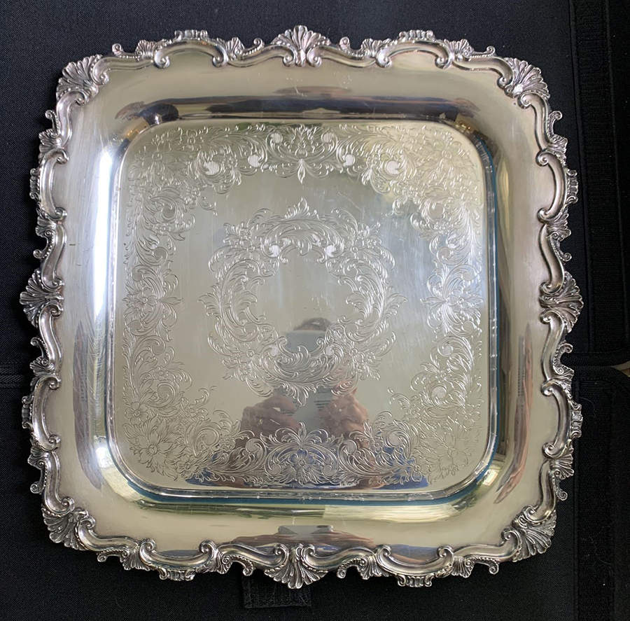 Essex Manor (Silverplate, Hollowware) 16" Square Tray by International Silver-1