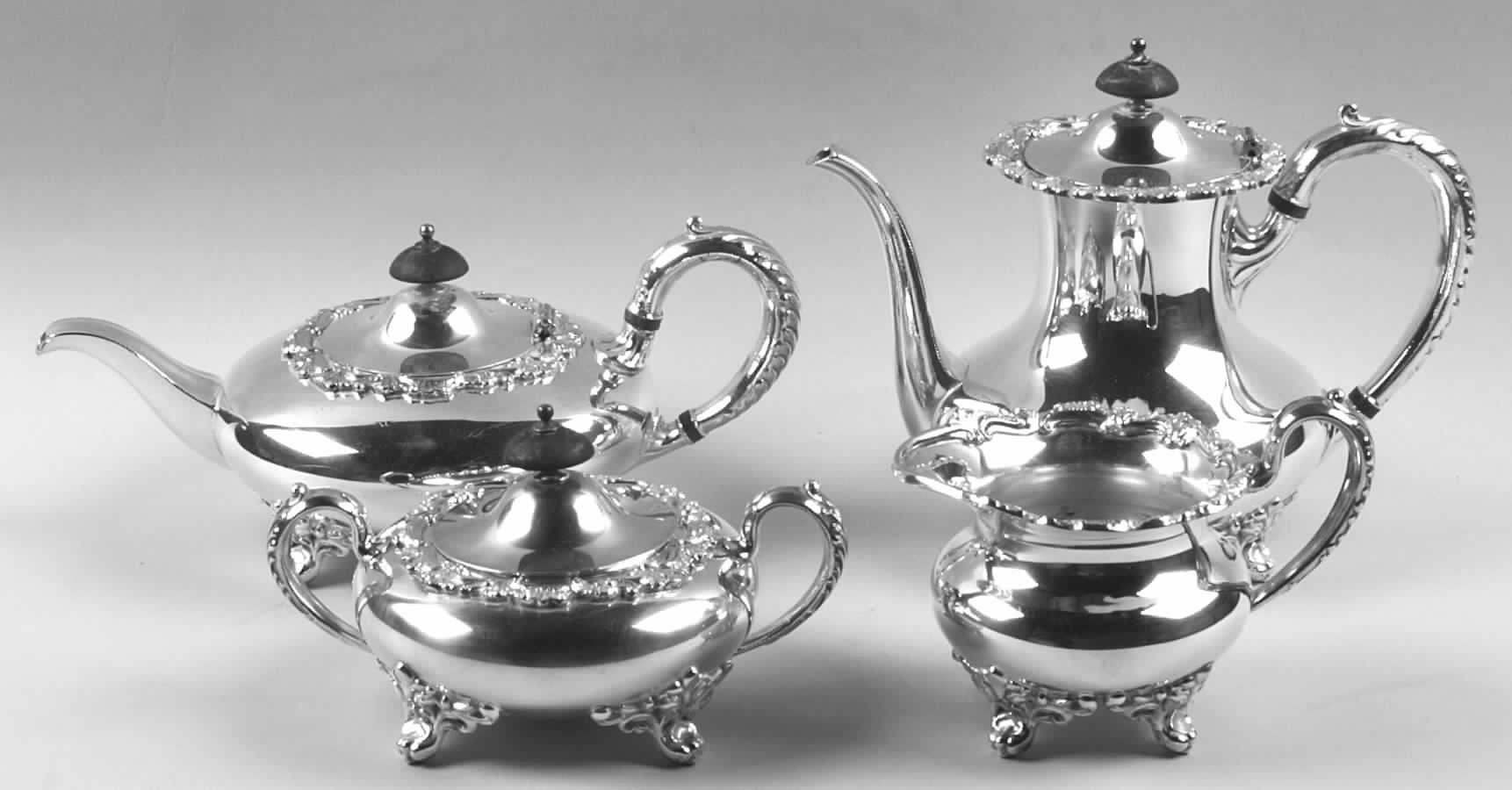 Essex Manor (Silverplate, Hollowware) (4 Piece) Silverplate Tea Set by International Silver-1