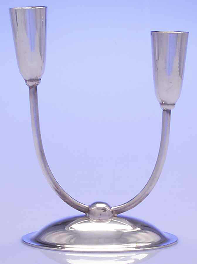 Apple (Silverplate, Hollowware) Small Plated 2-Light Candelabra by International Silver-1