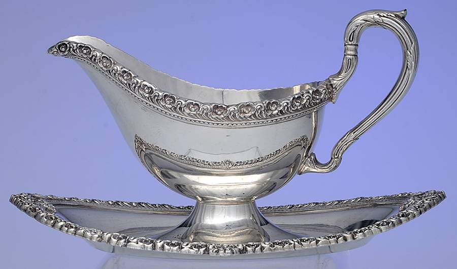 Du Barry-Floral Border (Silver, Hollowware, Wbswcx) Plated Gravy Boat & Underplate by International Silver-1