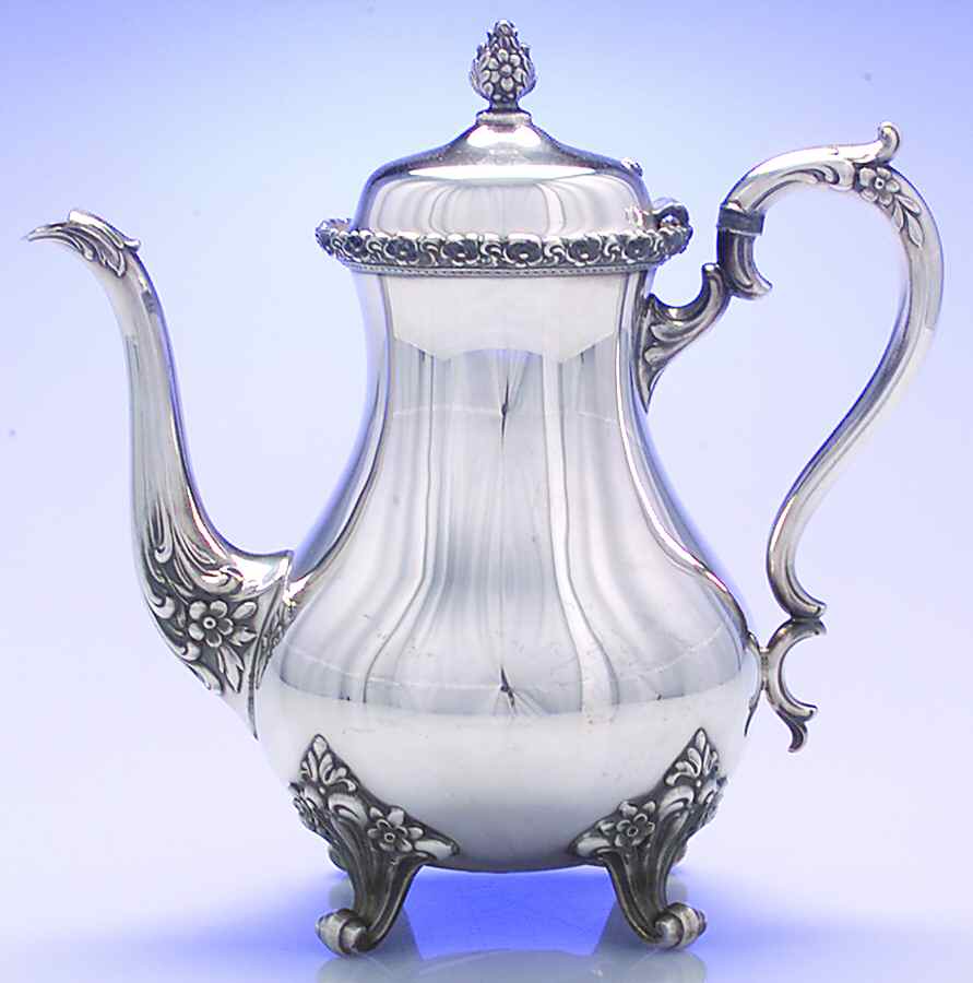 Du Barry-Floral Border (Silver, Hollowware, Wbswcx) Silverplate Coffee Pot by International Silver-1