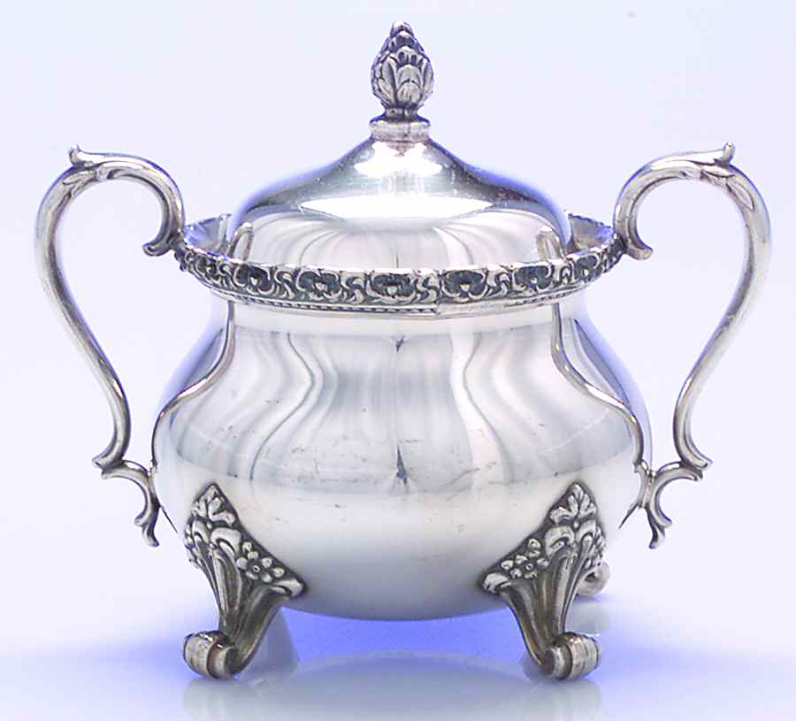 Du Barry-Floral Border (Silver, Hollowware, Wbswcx) Sugar Bowl & Lid by International Silver-1