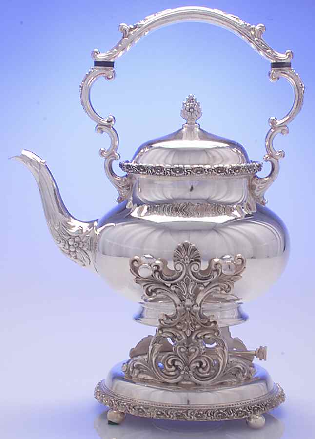 Du Barry-Floral Border (Silver, Hollowware, Wbswcx) Kettle, Stand & Burner by International Silver-1