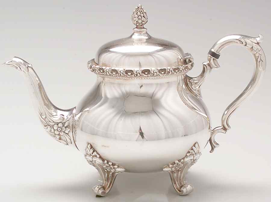 Du Barry-Floral Border (Silver, Hollowware, Wbswcx) Silverplate Teapot by International Silver-1