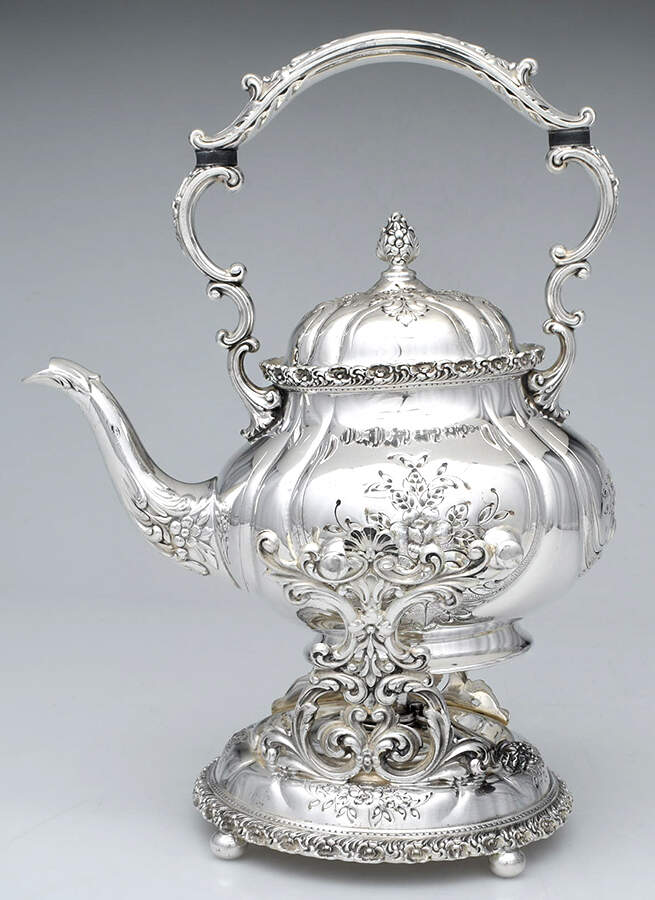Du Barry-Chased (Silverplate, Hllwr, Websterwlcx) Kettle, Stand & Burner by International Silver-1