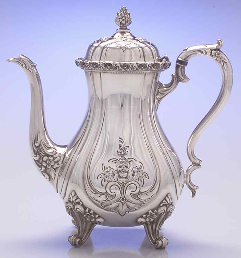 Du Barry-Chased (Silverplate, Hllwr, Websterwlcx) Silverplate Coffee Pot by International Silver-1