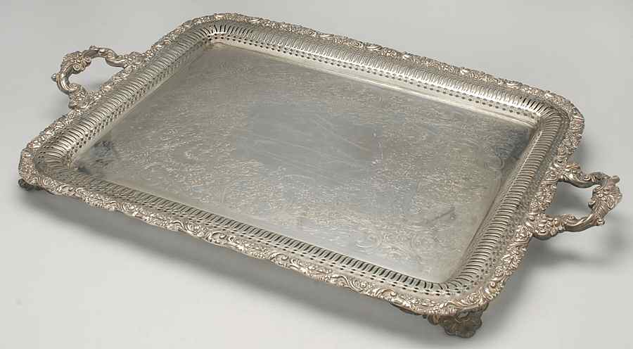 Beverly Manor (Silverplate, Hollowware) 24" Large Footed Waiter Tray by International Silver-1