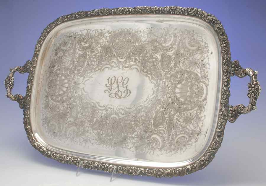 Rococo (Silverplate, Hollowware) Large Footed Waiter Tray by International Silver-1