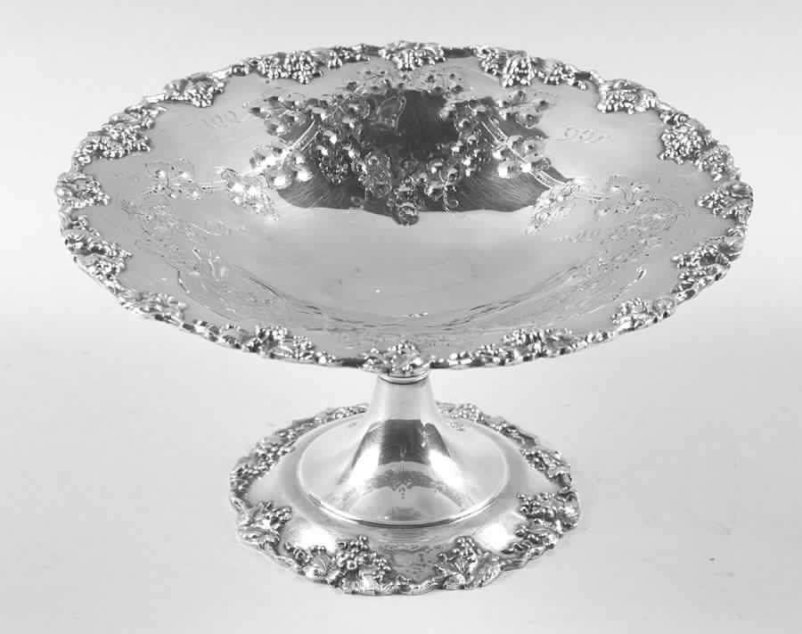 Vintage-Chased (Silverplate, Hollowware) Large Silverplate Compote by International Silver-1