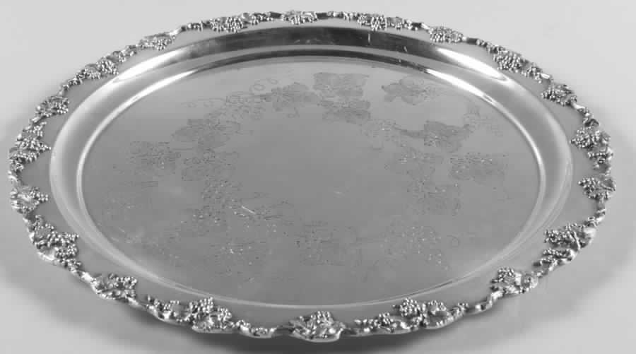 Vintage-Chased (Silverplate, Hollowware) Round Silverplate Tray by International Silver-1