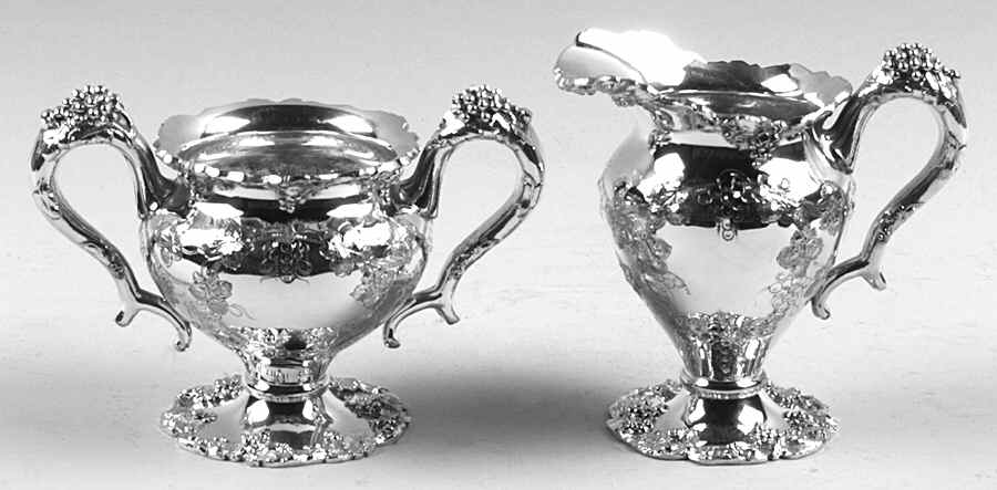 Vintage-Chased (Silverplate, Hollowware) Plated Mini Creamer and Open Sugar by International Silver-1