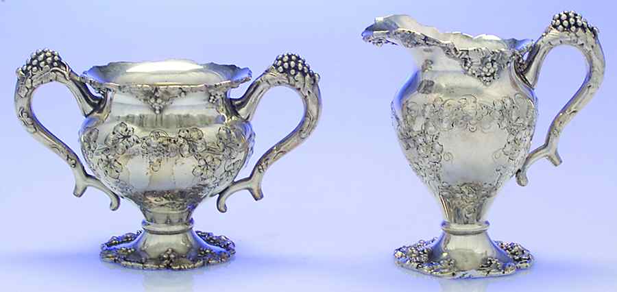 Vintage-Chased (Silverplate, Hollowware) Plated Mini Creamer and Open Sugar by International Silver-1