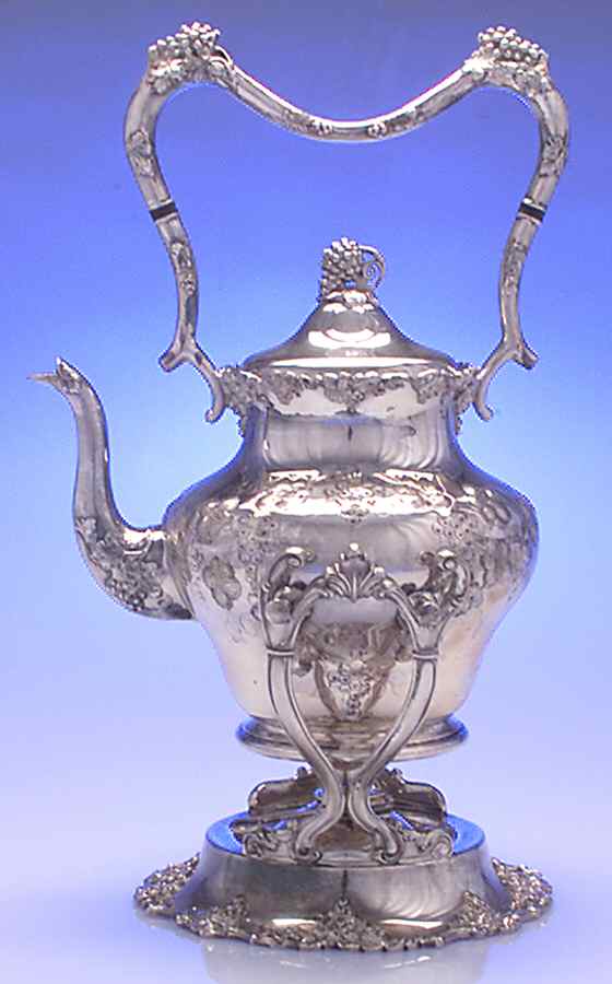 Vintage-Chased (Silverplate, Hollowware) Kettle, Stand & Burner by International Silver-1