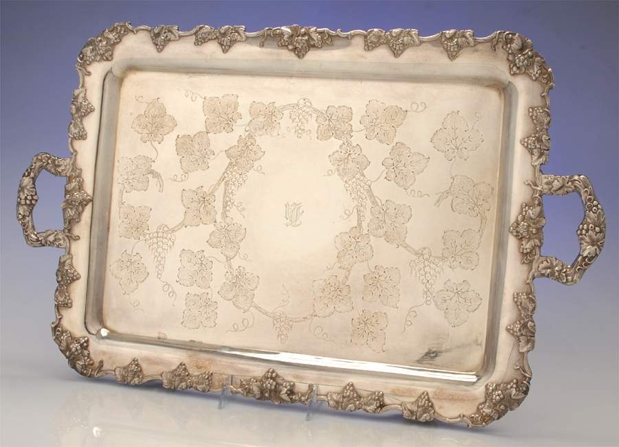 Vintage-Plain (Silverplate, Hollowware) Footed Silverplate Waiter Tray by International Silver-1
