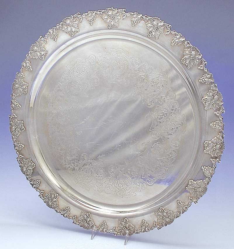 Vintage-Plain (Silverplate, Hollowware) Round Tray For Punch Bowl by International Silver-1