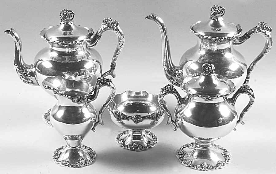 Vintage-Plain (Silverplate, Hollowware) 5-Piece Plated Tea Set (with Waste) by International Silver-1