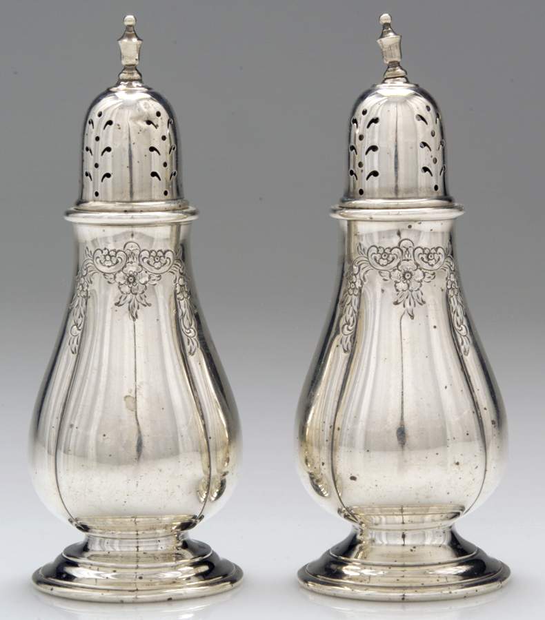 Prelude-Chased (Sterling Hollowware) Salt and Pepper Set by International Silver-1