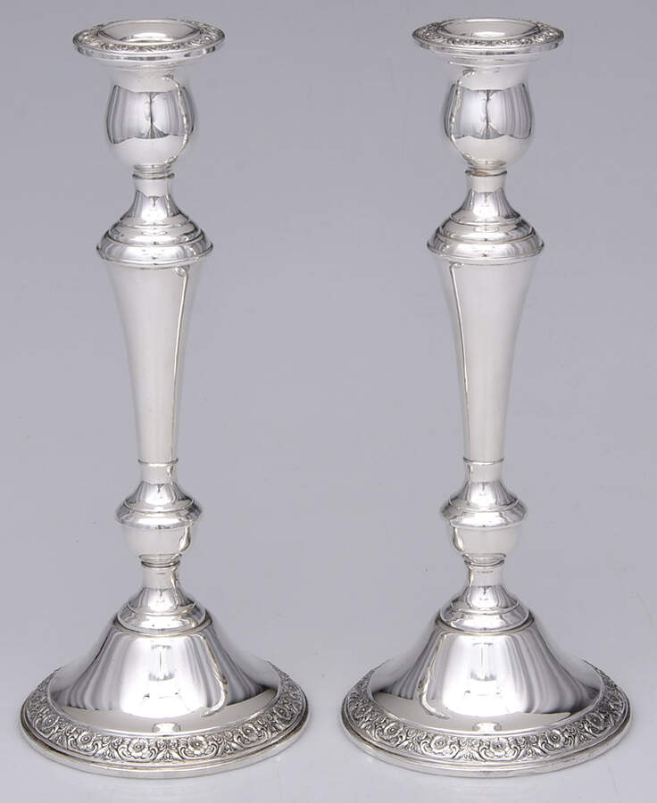 Prelude-Plain (Sterling Hollowware) Pair of Weighted Candlesticks by International Silver-1