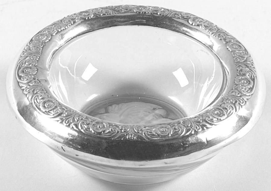 Prelude-Plain (Sterling Hollowware) Crystal Ashtray with Sterling Rim by International Silver-1