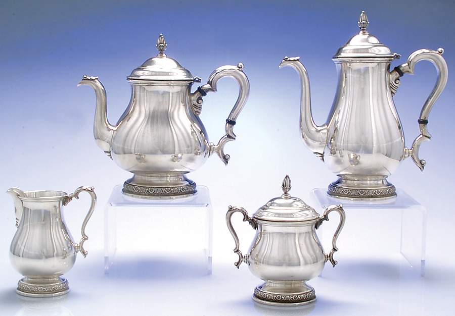 Prelude-Plain (Sterling Hollowware) 4 Piece Tea Set (SCP, STP, SCR, SSU) by International Silver-1