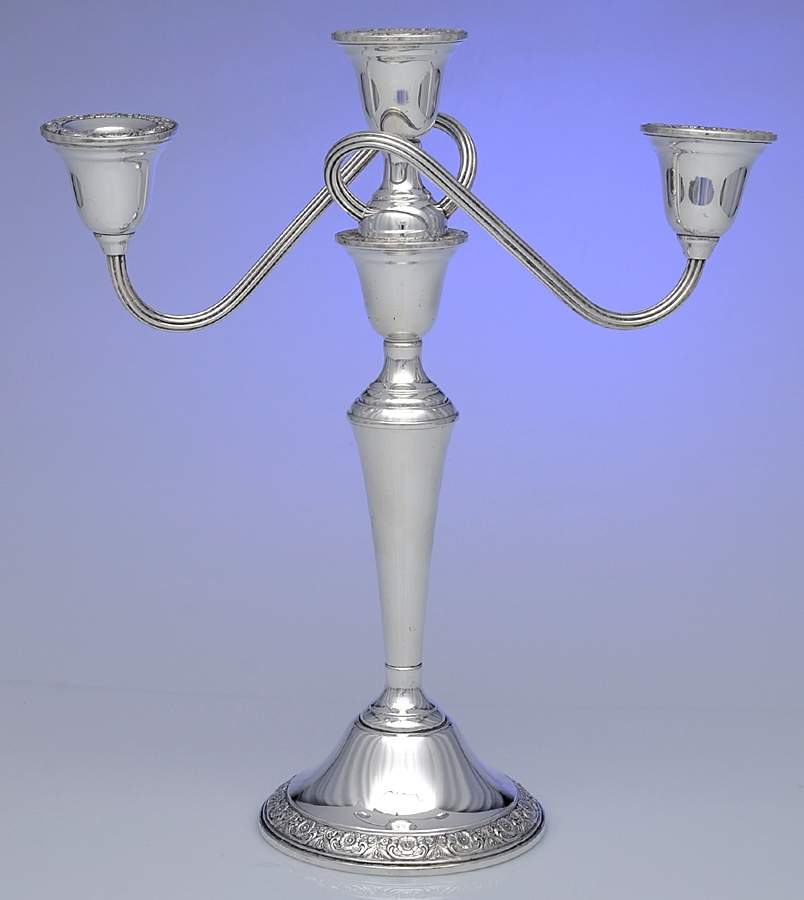 Prelude-Plain (Sterling Hollowware) Weighted 3 Light Candelabra by International Silver-1